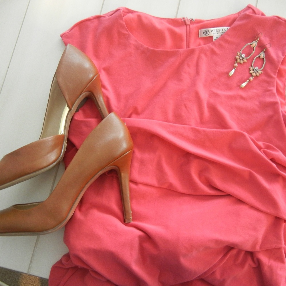 Charming Salmon Ruched Dress